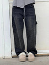 Rhinestone Embellished High Waist Wide Leg Jeans