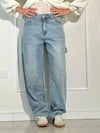 Rhinestone Embellished High Waist Wide Leg Jeans