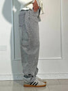 Rhinestone Embellished High Waist Wide Leg Jeans
