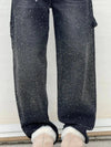 Rhinestone Embellished High Waist Wide Leg Jeans