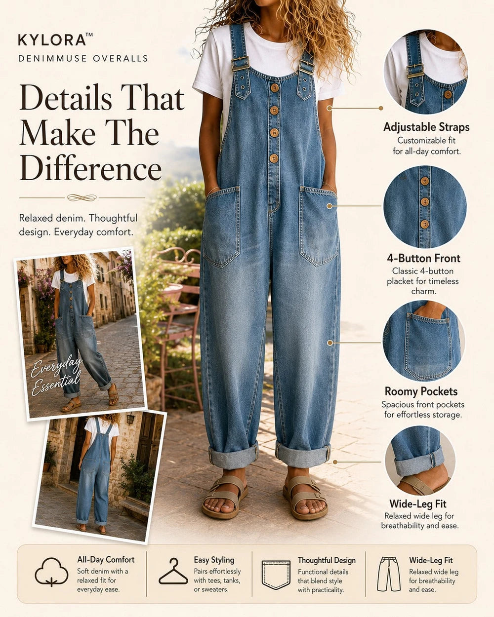 Casual Denim Overalls