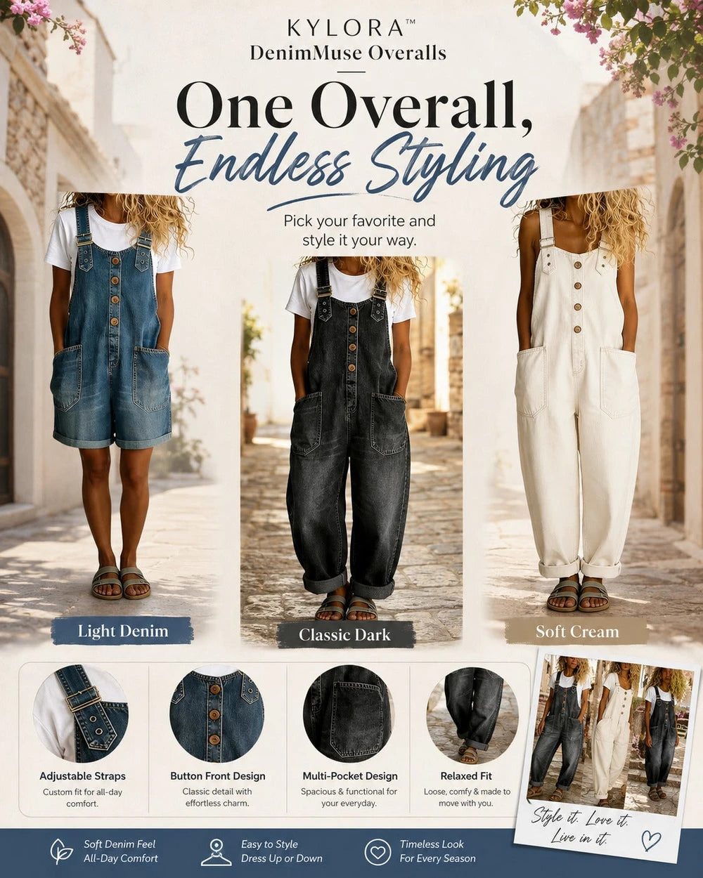 Casual Denim Overalls